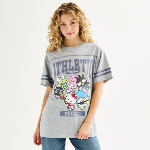 【送料無料】 ライセンス キャラクター レディース Tシャツ トップス Juniors' Hello Kitty Athletic Dept. Graphic Tee Heather Gray