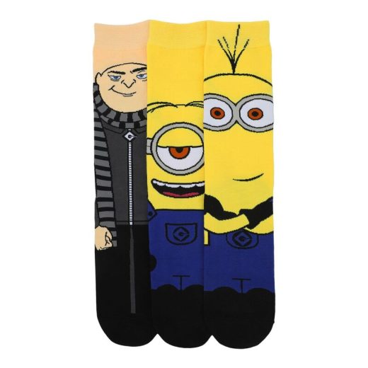 【送料無料】 ライセンス キャラクター メンズ 靴下 アンダーウェア Men's Minions 3-pk. Crew Socks Minions