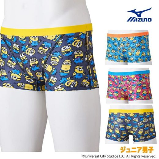 ミズノ MIZUNO 競泳水着 ジュニア男子 練習用 エクサースーツ ショートスパッツ EXER SUITS U-Fit ミニオンズ MINIONS 競泳練習水着 2023年秋冬追加企画モデル N2MBA495