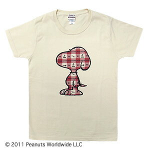 スヌーピー チェック 半袖 Tシャツ メンズ レディース ペア お揃い 親子 家族 コーデ SNOOPY PEANUTS