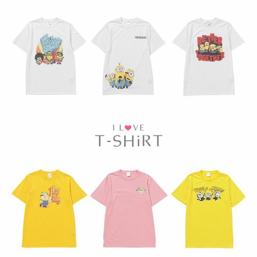 Tシャツ 半袖 レディース クルーネック MINIONS ミニオンズ キャラクター プリント 丸首 ラウンドネック トップス カットソー T-shirt 女性用 ウィメンズ コットン 綿 キャラT インナー 肌着 部屋着 ルームウェア パジャマ 寝間着 寝巻 ワンポイント P2【メール便対応】