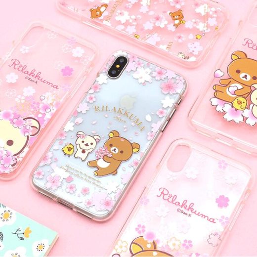 TR リラックマ さくら iPhone Galaxy 透明ゼリー ケース カバー スマホケース Rilakkuma Cherry Blossom Clear Jelly CASE COVER