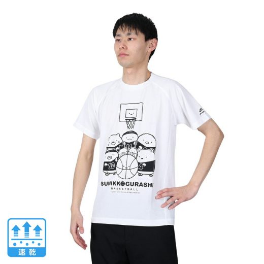 ファイテン（PHITEN）（メンズ、レディース）Tシャツ 半袖 レディース メンズ すみっコぐらし バスケ A 3123JG53600 白 速乾