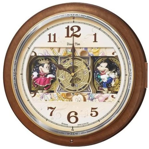 セイコークロック(Seiko Clock) 掛け時計 からくり時計 電波時計 キャラクター ディズニー ミッキーマウス ミニーマウス 電波 アナログ 6曲 メロディ ミッキー&フレンズ ディズニータイム 茶 マーブル 模様 FW587B