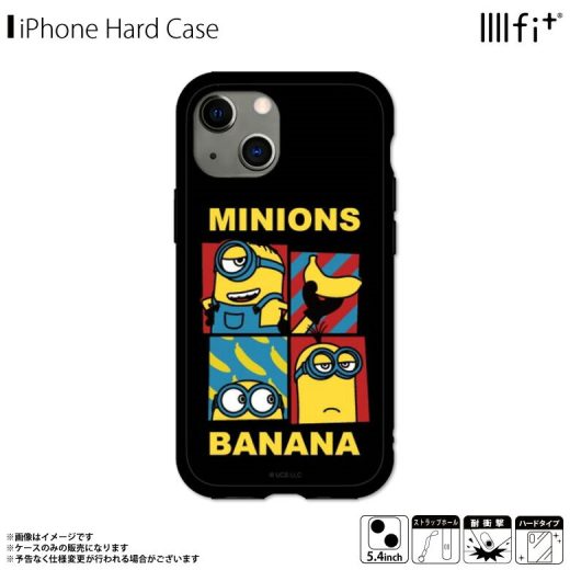 iPhone13 mini ケース キャラクター ミニオンズ バナナ MINI-296B【4246】IIIIfit イーフィット ハードケース 怪盗グルー 耐衝撃 ストラップホール付き ラウンド形状グルマンディーズ完売