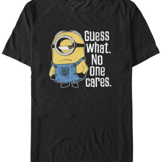 【送料無料】 フィフスサン メンズ Tシャツ トップス Minions Men's Stuart No One Cares Short Sleeve T-Shirt Black