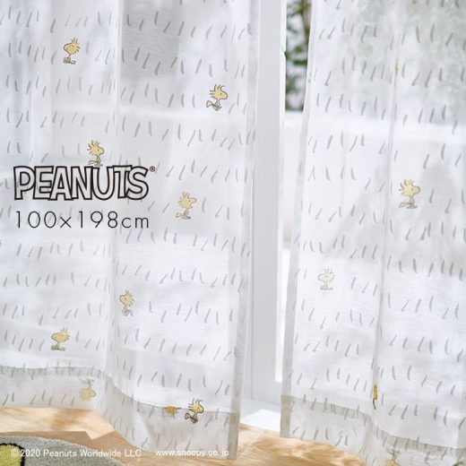 カーテン レース PEANUTS /Chat way voile チャットウェイボイル 100×198cm 1枚入PEANUTS□おしゃれ ウッドストック ナチュラル 日本製 レースカーテン ウォッシャブル ホワイト スヌーピー ピーナッツ 既製シアー 既製スミノエ