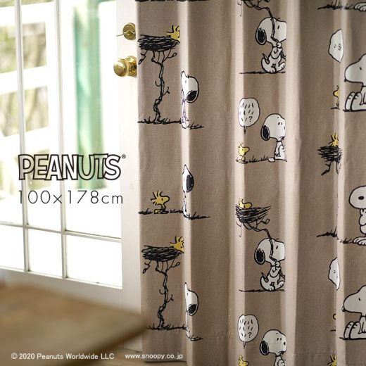 カーテン 遮光 PEANUTS /Friend's nest フレンズネスト 100×178cm 1枚入PEANUTS□おしゃれ ウッドストック ナチュラル 日本製 遮光カーテン 洗える アイボリー ベージュ グレー スヌーピー ピーナッツ 既製スミノエ