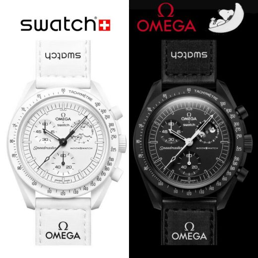 Snoopy OMEGA Swatch BIOCERAMIC MoonSwatch Mission To The Moonphase White スヌーピー オメガ スウォッチ バイオセラミック ムーンスウォッチ ミッショントゥ ザ ムーンフェイズ ホワイトブラック 選べるカラー【中古】新古品