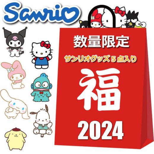 サンリオ 福袋 2024 グッズ 5点入り ハッピーバッグ サンリオグッズ バッグ ぬいぐるみ ポーチ 小物 雑貨 その他 かわいい おしゃれ まとめ売り キャラクターグッズ レディース キッズ 女の子 キティちゃん クロミ マイメロディ シナモロール その他キャラクター など