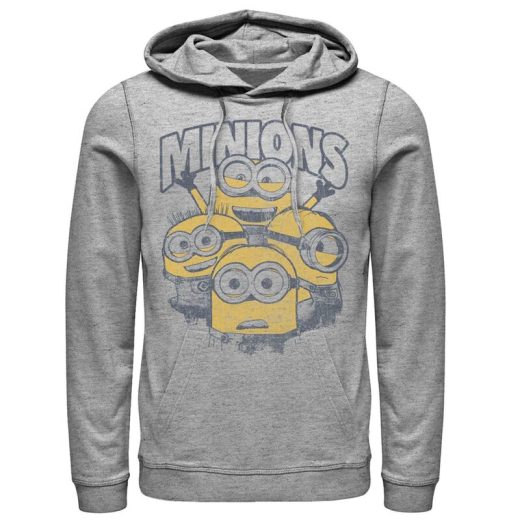 【送料無料】 ライセンス キャラクター メンズ Tシャツ トップス Men's Despicable Me Minions Group Pullover Hoodie Athletic Heather