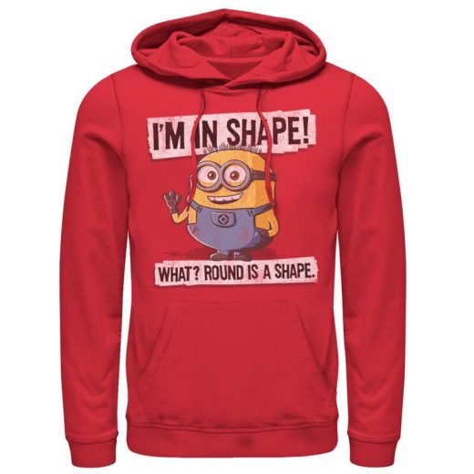 【送料無料】 ライセンス キャラクター メンズ Tシャツ トップス Men's Despicable Me Minions Round Is A Shape Bob Pullover Hoodie Red