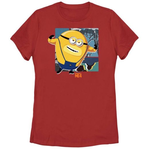 【送料無料】 ライセンス キャラクター レディース Tシャツ トップス Juniors' Despicable Me 4 Minions Big Dave Graphic Tee Red