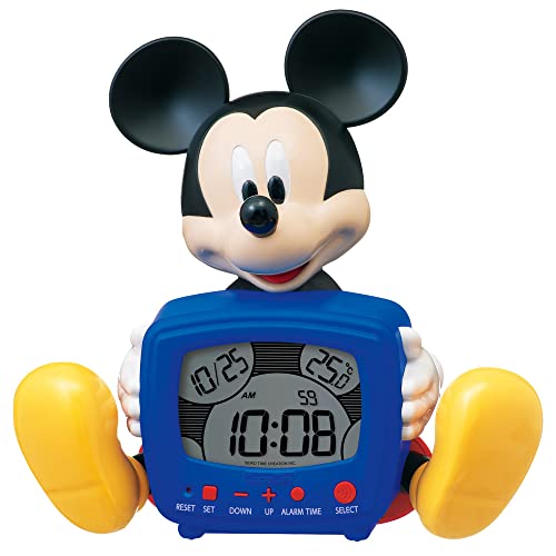 セイコークロック(Seiko Clock) 目覚まし時計 置時計 デジタル おしゃべり アラーム 229×232×130mm Disney ディズニー ミッキーマウス FD485A 青