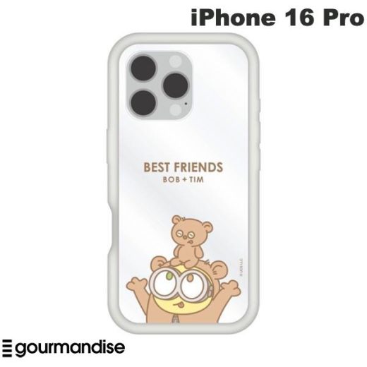 [ネコポス送料無料] gourmandise iPhone 16 Pro プランプフレームケース ミニオンズ ボブ&ティム # MINI-504A グルマンディーズ (スマホケース・カバー)