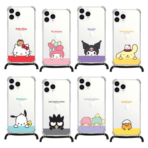 Sanrio Maedalligi Phone Strap Bulletproof Jelly Hard サンリオ メダリギ ストラップ ジェルハードケース スマホ ケース カバー iPhone 15 Plus Pro Max 14 SE第3世代 SE3 13 mini 12 SE第2世代 SE2 11 XS XR X 8 7 10 10s 10r プラス プロ マックス ミニ エス アル 可愛い