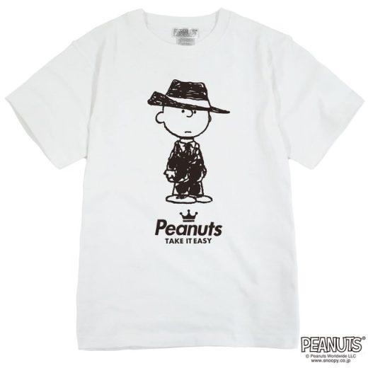 チャーリー ブラウン 黒服 スーツ 半袖 Tシャツ 当店 限定 デザイン スヌーピー SNOOPY ピーナッツ カジュアル アメカジ プリント S M L LL 3L 4L