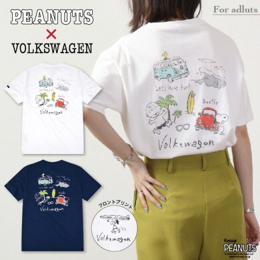 スヌーピー ピーナッツ フォルク スワーゲン Tシャツ 半袖 トップス コラボ SNOOPY PEANUTS VOLKSWAGEN