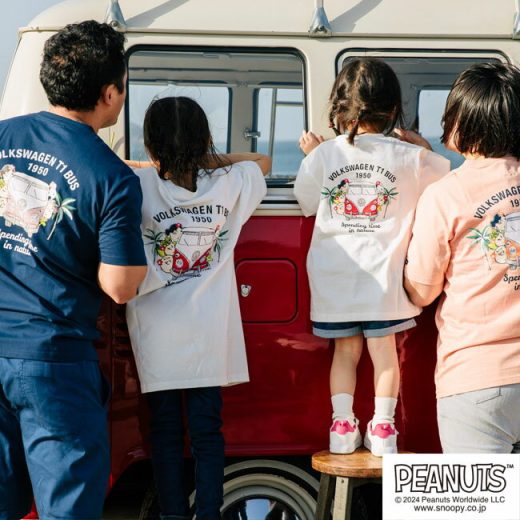 スヌーピー Tシャツ 半袖 刺繍 フォルクスワーゲン トップス 大人 ペアルック 車 プリント SNOOPY PEANUTS Volkswagen