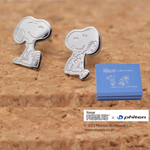 Vintage PEANUTS × phiten ファイテン お座りスヌーピーピアス SNOOPY スヌーピー ステンレス 両耳 ピアス 送料無料