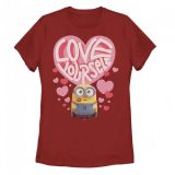 キャラクター Tシャツ 赤 レッド 【 LICENSED CHARACTER MINIONS LOVE YOURSELF HEART COLLAGE PORTRAIT TEE / RED 】 キッズ ベビー マタニティ トップス カットソー