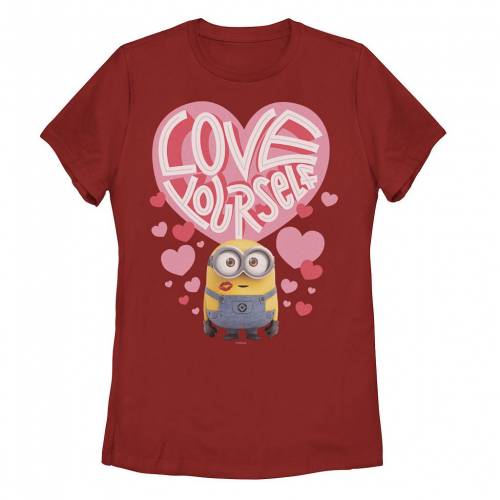 キャラクター Tシャツ 赤 レッド 【 LICENSED CHARACTER MINIONS LOVE YOURSELF HEART COLLAGE PORTRAIT TEE / RED 】 キッズ ベビー マタニティ トップス カットソー