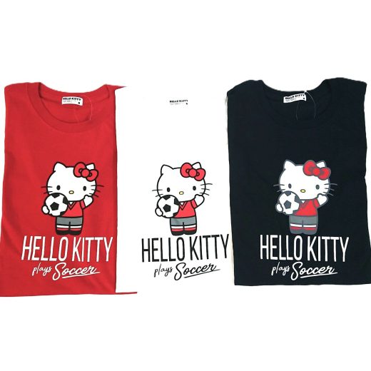 【値下げしました】　サンリオ　キャラクターズ　ハローキティ　半袖　Tシャツ　綿100％　プリント　M・L・LL　レディース　メンズ　男女兼用　サッカー　ホワイト　レッド　ネイビー　春　夏　秋　冬　服