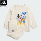 【公式】アディダス adidas 返品可 ラッピング不可 ライフスタイル adidas × Disney ミッキーマウス クルーセット キッズ オリジナルス キッズ／子供用 ウェア・服 ジャージ 白 ホワイト IZ4606 上下