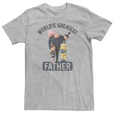 【送料無料】 ライセンス キャラクター メンズ Tシャツ トップス Big & Tall Despicable Me Minions Greatest Father Tee Athletic Heather