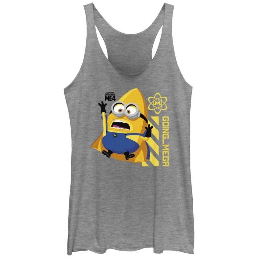 【送料無料】 ライセンス キャラクター レディース Tシャツ トップス Juniors' Despicable Me 4 Minions Going Mega Poster Racerback Tank Top Gray Heather