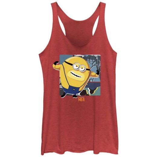 【送料無料】 ライセンス キャラクター レディース Tシャツ トップス Juniors' Despicable Me 4 Minions Big Dave Racerback Tank Top Red Heather