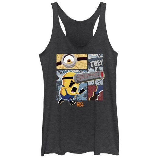 【送料無料】 ライセンス キャラクター レディース Tシャツ トップス Juniors' Despicable Me 4 Minions Telescopic Eye Racerback Tank Top Black Heather