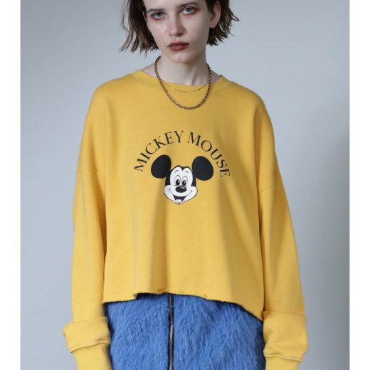 MICKEY MOUSE face sweat ROSE BUD ローズバッド トップス カットソー・Tシャツ イエロー グレー ホワイト【先行予約】*【送料無料】[Rakuten Fashion]