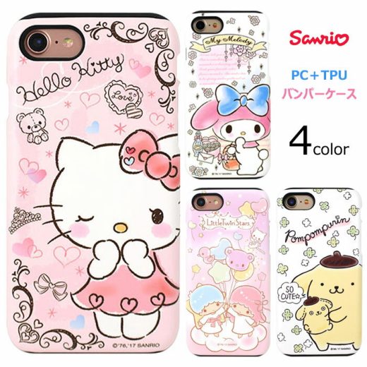 Hello Kitty Friends Art Collection Double Bumper サンリオ キャラクター バンパーケース Galaxy Note10+ S10 + S9+ ノート Plus プラス エス エッジ スマホ ケース カバー ハロー キティ マイ メロ ディ キキ ララ ポムポム プリン 可愛い かわいい