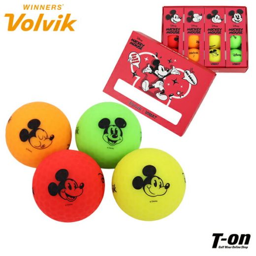 ボルビック Volvik メンズ レディース ゴルフボール ディズニーコラボ ミッキーマウス MICKEY VIMAT DZ PACK 1ダース 12球入り マット仕上げ 4色入り ゴルフ