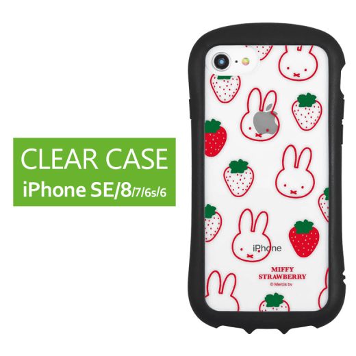 (11/20限定 15％OFFクーポン) MIFFY STRAWBERRY iPhone SE3 iPhone8 TPU 4.7inch 第2世代 第3世代 ミッフィー クリアケース キズ防止 PC ハイブリッド iPhoneケース カバー iPhoneSE 第三世代 グッズ 総柄 イチゴ 透明 アイフォン 携帯ケース