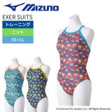 ★お買い物マラソン★ ミニオン 競泳練習用水着 トレーニング ミズノ EXER SUITS ミディアムカット N2MAA295 レディース 競泳水着 エクサースーツ MIZUNO 中学生~高校生~大人　競泳用 MINIONS ミニオンズ