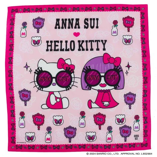 ANNA SUI × HELLO KITTY　大判　プリントハンカチ（約52cm）【アナスイ】／アナ スイ（ANNA SUI）