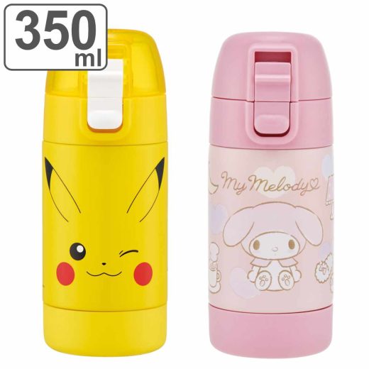 水筒 350ml ステンレス一層ダイレクトボトル キャラクター （ マイメロディ ピカチュウ ワンプッシュ 直飲み ワンタッチ マグボトル 常温 健康 ドリンク ステンレスボトル 軽量 ダイレクトボトル 子供 常温ドリンク 軽い ）