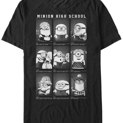 【送料無料】 フィフスサン メンズ Tシャツ トップス Minions Men's High School Photos Short Sleeve T-Shirt Black