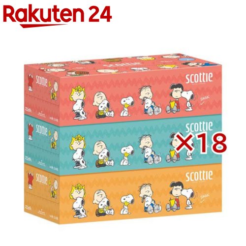 スコッティ ティシュー スヌーピー(3箱パック×18セット(1箱440枚(220組)))【スコッティ(SCOTTIE)】