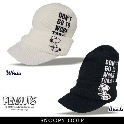 SNOOPY GOLF スヌーピーゴルフDON’T GO TO WORK TODAY.ジョー・クール/スヌーピー ツバ付きニットキャップ PEANUTS 642-3287100/23D