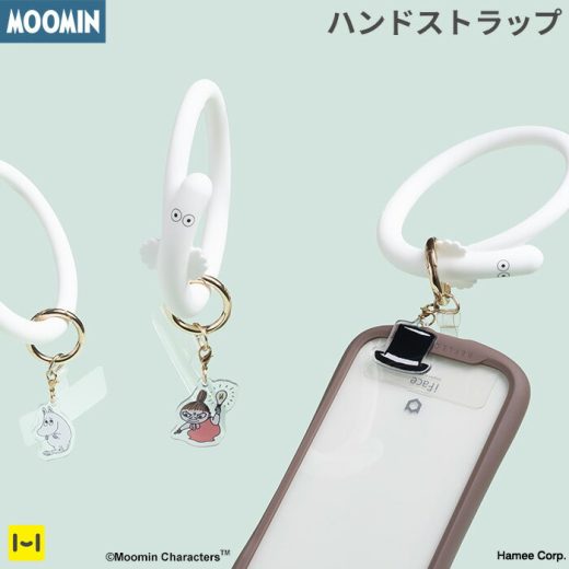 ムーミン チャーム付き シリコン ハンドストラップ ニョロニョロ 【 ストラップ リングストラップ 落下防止 MOOMIN キャラクター リトルミイ かわいい 北欧 アクリルチャーム 蓄光 Hamee 】