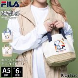 FILA フィラ スヌーピー トートバッグ レディース 小さめ キャンバス生地 コンピカゴ 6L A5 小さい かばん 学生 ランチバッグ おしゃれ かわいい ブランド コラボ グッズ プレゼント PEANUTS 2024SS outfit