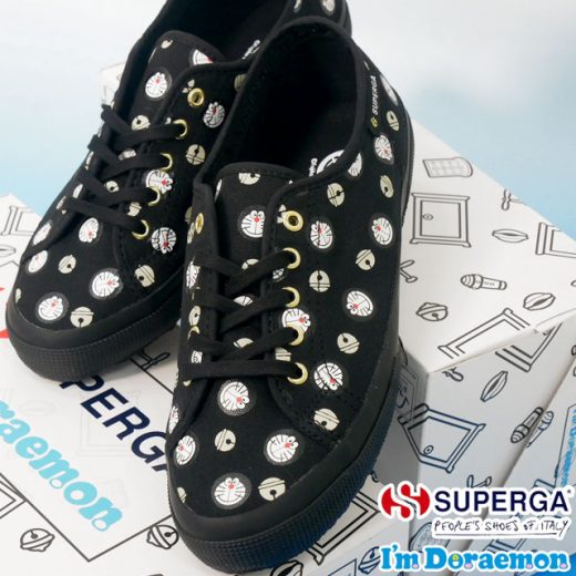 スペルガ SUPERGA レディース スニーカー I’m Doraemon 2725 ドラえもん オールオーバー プリント コラボモデル カジュアルシューズ S4138EW ブラック-イエロー 黒 総柄 靴 送料無料 最強翌日配送 evid