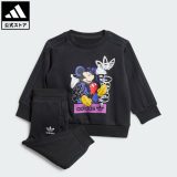 【公式】アディダス adidas 返品可 ラッピング不可 ライフスタイル adidas × Disney ミッキーマウス クルーセット キッズ オリジナルス キッズ／子供用 ウェア・服 ジャージ 黒 ブラック IX6430 上下