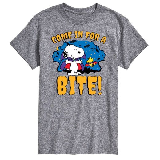 【送料無料】 ライセンス キャラクター メンズ Tシャツ トップス Big & Tall Peanuts Snoopy Come In For A Bite Graphic Tee Gray