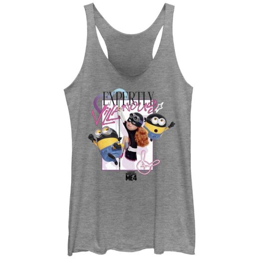 【送料無料】 ライセンス キャラクター レディース Tシャツ トップス Juniors' Despicable Me 4 Minions Expertly Villainous Racerback Tank Top Gray Heather