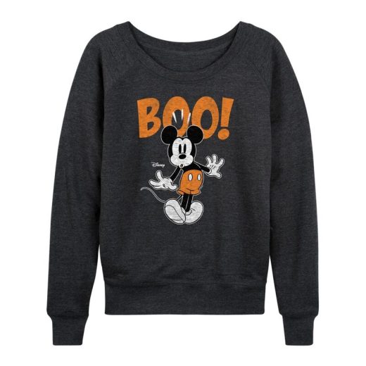 【送料無料】 ディズニー レディース Tシャツ トップス Disney’s Mickey Mouse Women’s Boo Pullover Heather Charcoal