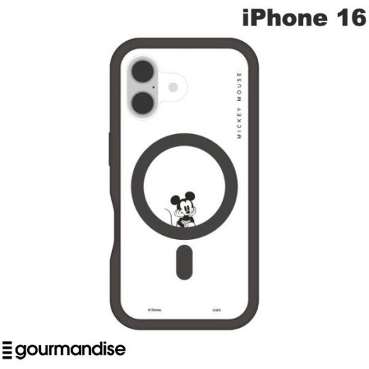 [ネコポス送料無料] gourmandise iPhone 16 MAGSAFE対応プランプフレームケース ディズニー ミッキーマウス # DNG-206MK グルマンディーズ (スマホケース・カバー)